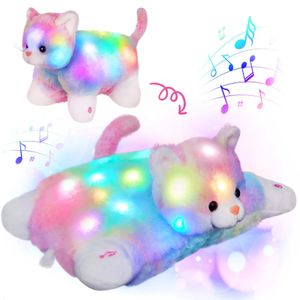 Peluş Işık - Yukarı oyuncaklar 30 cm sevimli kedicik pamuklu parlayan peluş peluş oyuncaklar Led hafif atma yastıkları yumuşak ninniler doldurulmuş hayvanlar için hediye çocuklar için 231017