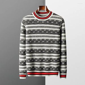 Männer Pullover Herbst Und Winter Rundhals Reinem Kaschmir Pullover Männer Retro Kontrast Dicke Lose Wolle Stricken Bottoming Shirt