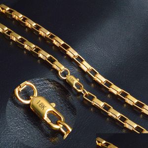 Kedjor 4mm Box Chain Necklace 18K Gold Plated Men Hip Hop smycken gåvor Halsband för kvinnor 20 tum lyxmodetillbehör med Dholu