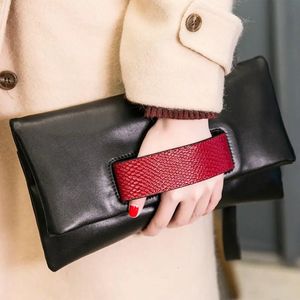 Evening Bags Japan Korean Fashion Women Envelope Clutch Snake Genuine Leather Patchwork Party Handbags Chain Shoulder Bag 231017