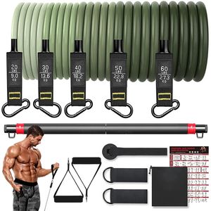 Widerstandsbänder, Band-Set, Workout-Übung, 5 Tube Fitness mit Türanker, Griffen, Beinen, Knöchelriemen und Stock 231017