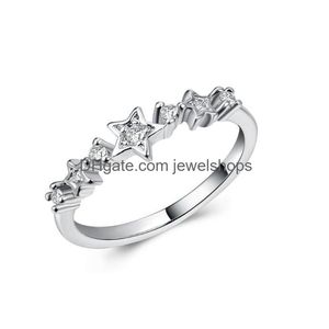 Anéis de cluster anéis de cluster de aço inoxidável estrela zircão anel para mulheres 2022 na moda luxo dedo junta feminina moda jóias weddin dhxnb