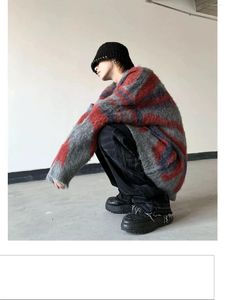 Men's Sweaters 2023 Autumn And Winter American Color Stripes Lazy Style Match Irregular Gradient Neutral Sweater