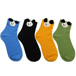 Women Socks Summer Original nischdesign Kort tunn bomull 3D -öron Fashion Kawaii Sock Blue Black Green Yellow Anklets