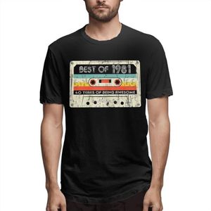 1981年の40歳のメンズTシャツ到着Tシャツ40歳の誕生日プレゼントカセットテープレトロビンテージコットン