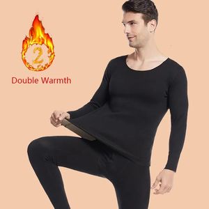 Mens Thermal Underwear Man Winter Set Face Sanding Double Warmth Slim Body and High Elasticity Comfortable Breathable 231018