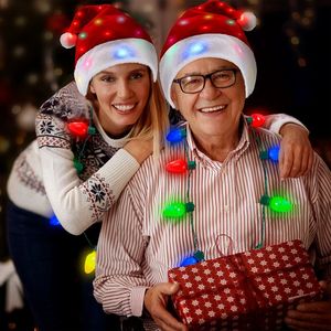 Рождественские украшения, шапка со светодиодной подсветкой, шапка Санта-Клауса для детей и взрослых, подарок Navidad на 2024 год, украшение 231017