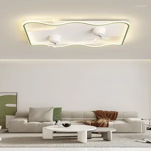 Luzes de teto Nordic Modern Fan Lamp Iron Art Alumínio Acrílico Hall e Sala de estar com controle de luz LED Iluminação