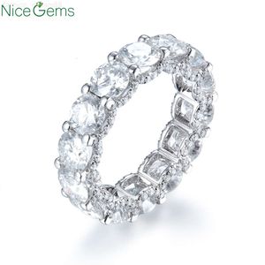 Nicegems 14k White Gold Eternity Band Round Brilliant Cut 7.7CTW Moissanite Wedding Ring Band Matching Band D Color VVS1 Clarity