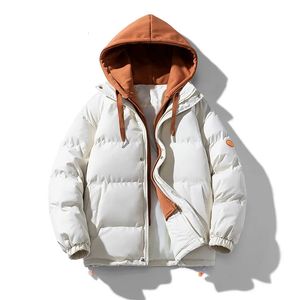 MEN S DOWN PARKAS MEN HOODED厚い暖かいカラフルなバブルコート冬のジャケット2023メンズストリートウェアヒップホップパーカ韓国ブラック服パフジャケット231017