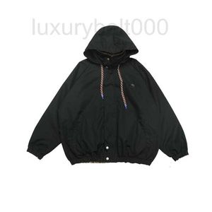 Men's Trench Coats Designer Autumn and Winter New Red Green Ribbon Double sided Windbreaker Fashion Loose ins Men's and Women's Hooded Coat F4DH