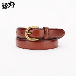 Belts Women's Belt Genuine Leather Belts For Women Female Gold Pin Buckle Strap Fancy Vintage for Jeans Drop 231017
