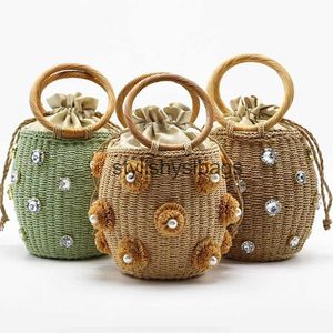 Bags andmade Rinestone Crystal Embellised Straw Bag Small Bucket Lady Travel Purses and andbagsstylishyslbags