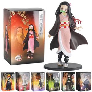 Peluş Bebekler Anime Demon Slayer figürü Kamado Tanjirou Nezuko Aksiyon Figürleri PVC Model Oyuncaklar Zenitsu Figürin Inosuke Kimetsu No Yaiba Figura 231018