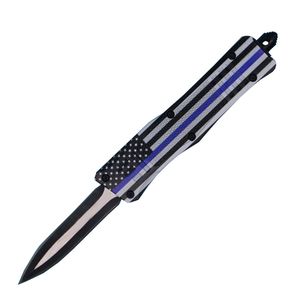 Blue Flag 7 Inch 616 Mini Auto Tactical Knife 440C Black Two-tone Blade Zn-al Alloy Handle EDC Pocket Knives Gift Knifes