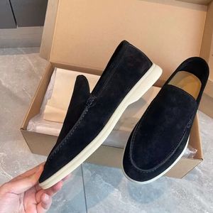 loro piano shoes Italy Brand Summer Walk Suede Loafers Shoes Men Hand Stitched Smooth LP Jogging Slip-on Comfort Party Dress Casual Walking EU38-46