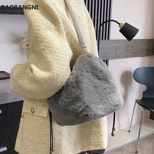 Evening Bags Rope Handle Faux Fur Small Totes for Women Winter Designer Crossbody Bags Travel Trendy Shoulder Handbag 231017