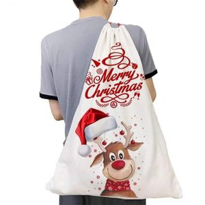 Sublimation Blank Santa Sacks Christmas Burlap Drawstring Santa Bag DIY Personalized Gift Bag Christmas Gift Bags Pocket 001