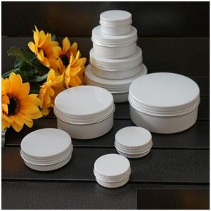 Storage Bottles Jars 10/15/20/30/50/60/80/100/150G White Empty Round Aluminum Box Metal Tin Cosmetic Cream Diy Refillable Jar Tea Ot8Dc