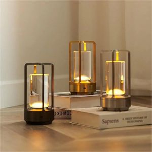 Oggetti decorativi Figurine Lampada da tavolo a croce ricaricabile 2000 Mah Luce notturna da tavolo Touch Atmosfera USB Campeggio All'aperto Casa 231017