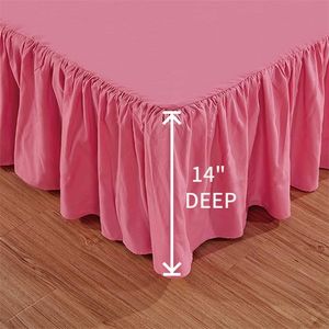 Sängkjol Perfekt Pure Color Premium Microfiber Bed Kjol Ader Top Sheets - EL Quality Njut -14 tum High Ruffles Bedspread 231013