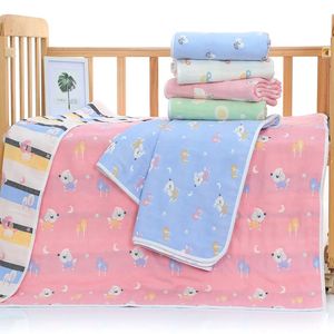 Filtar Swaddling 110 * 110cm 6 Layer Gaze Filt Children's Cotton Quilt Baby Handduk Barnens bomullsgasbadhandduk Baby Filtar Född 231017