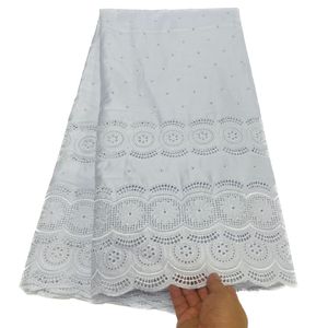 Bordado africano polido voile suíço renda material de algodão tecido de pano 5 jardas vestido feminino costura artesanato têxtil festa de casamento nigeriano de alta qualidade 2023 YQ-8324