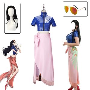 Anime nico robin cosplay traje vestido roupas nico robin peruca óculos terno para menina halloween carnaval festa trajescosplay