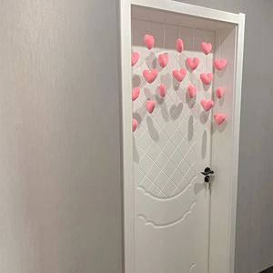 Curtain Girls 'Pink Heart Shaped Door Curtain Decor Tassel Curtain Divider String Girl Room Partiton Sweet Hanging Pärled Window Valance 231018