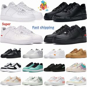 Designer Casual Shoes Triple White Utility Black Wheat Pale Ivory Spruce Aura Mens Woman Airforce 1 One Trainers Platform Sneakers