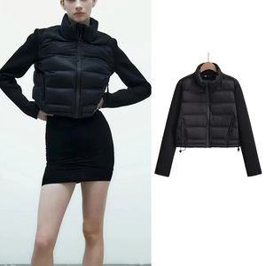 Mulheres para baixo parkas traf zr jaquetas de inverno para mulher 2023 preto emendado manga longa casaco frio luxo feminino em outerwear 231017