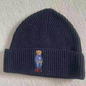 Gorro polo urso chapéu de malha masculino e feminino inverno chapéu de malha quente algodão polo chapéu ciclismo à prova de vento frio bonés