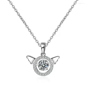 Anhänger 925Sliver America Needle Crystal FromSwarovskis Schutzengel Halskette blinkt für Frau Weihnachtsgeschenke