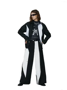 Herrbyxor 27-46 2023 män kvinnor kläder yamamoto stil original svartvit kontrast breda benbyxor älskare plus storlek dräkter