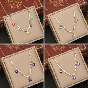 Choker 316L Edelstahl Augen Stern Blume Charm Halskette Für Frauen Mode Nicht Verblassen Strass Klaue Kette Schmuck Geschenk