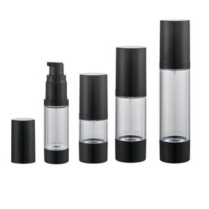 15 30 50 80 100 120ml Bomba Airless Garrafa-Vazia Recarregável Preto Bomba de Vácuo Airless Loção Creme Maquiagem Frasco de Higiene Pessoal Líquido Cont Fkuo