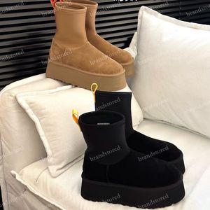 Designer-Stiefel, Damenstiefel, Dipper Australia-Stiefel, Kastaniensocken, Stiefeletten, Wildleder, dicke Sohle, Ugslies-Stiefeletten, elastische Plateau-Stiefeletten, Winterstiefel, ohne Box