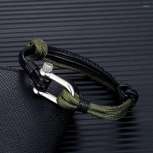 Charm Bracelets MKENDN High Quality Shackle Men Women Leather Nautical Survival Paracord Bracelet Campaing Sport Hooks Jewelry225J