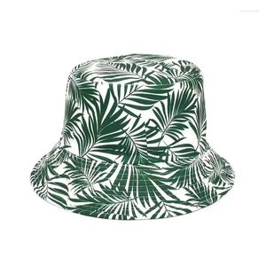 Berets 2023 Summer Panama Bucket Hats Hip Hop Caps Women Men Fashion Reversible Floral Printed Wide Brim Foldable Fisherman