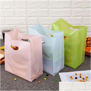 Packing Bags Wholesale Solid Color Salad Light Food Plastic Bag Dessert Packaging Foods Baking Bakery Cake Tote Cosmetic Shop Bags Off Dhvr9