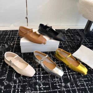 Дизайнер обуви Row Luxury Mary Jane Trade Shoes Aeyde Ballet Shoes Black Brown Кожаная квадратная квадратная квадратная повседневная туфли Женская модная удобная лодочная обувь 35-40