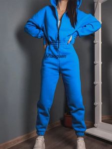 Women s Pants s Fleece Sport Jumpsuit Playsuit Sportswear Female Long Sleeve Zipper Hoodies Jumpsuits Autumn Winter Casual Overalls 231018