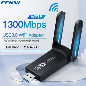 WiFiファインダー1300Mbps USB30アダプターデュアルバンド24G 5GHzワイヤレスドングルアンテナUSBイーサネットネットワークカード受信機PC 231018