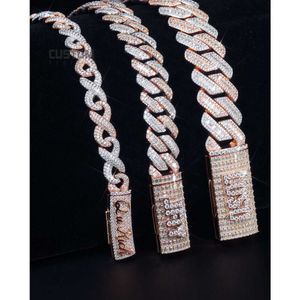 Sell Men Jewelry Gold Plated 3 Row Stones Vvs Moissanite Miami Cuban Link Chain Necklace Moissanite Mens Chain