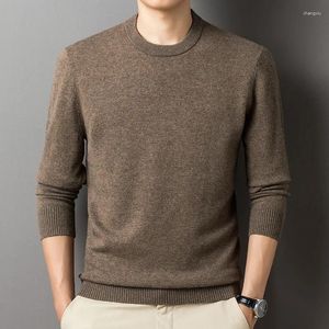 Maglioni da uomo Maglione di lana Autunno e inverno 320g Cardigan puro girocollo caldo fondo tinta unita da uomo