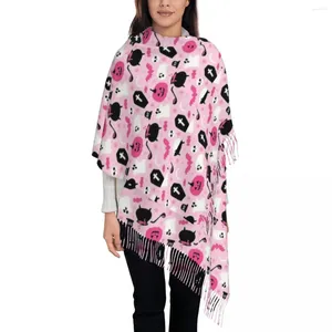 Scarves Pink Ghosts Spooky Scarf For Womens Warm Winter Pashmina Shawls And Wrap Halloween Long Shawl Daily Wear