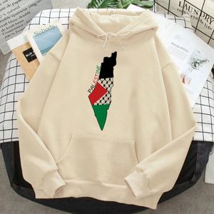 Women's Hoodies Palestine Women Harajuku Fleece Sweater Pulls Korean Style