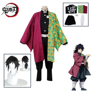 Anime Demon Slayer Kimetsu No Yaiba Tomioka Giyuu Cosplay Costume Suit Uniforms Halloween Costumes Wig Child Adult Party Giftcosplay