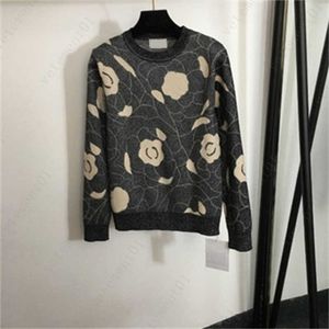 Designer Women Pullover Knitwear Classic Small Fragrant Style Camellia Pattern Fashion Casual Round Neck Long Sleeve Sweater Womens Sweatshirt