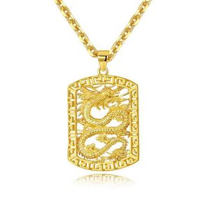 Fly Dragon Pattern Pendant Necklace Chain 18k Yellow Gold Filled Solid Handsome Mens Gift Statement Jewelry2578